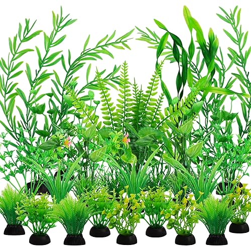 QUOZUO Fish Tank Accessories Aquarium Decorations Green Plants, 25pcs Green Fish Tank Decorations Plant, Fish Tank Decor, Aquarium Decor Plastic Plants