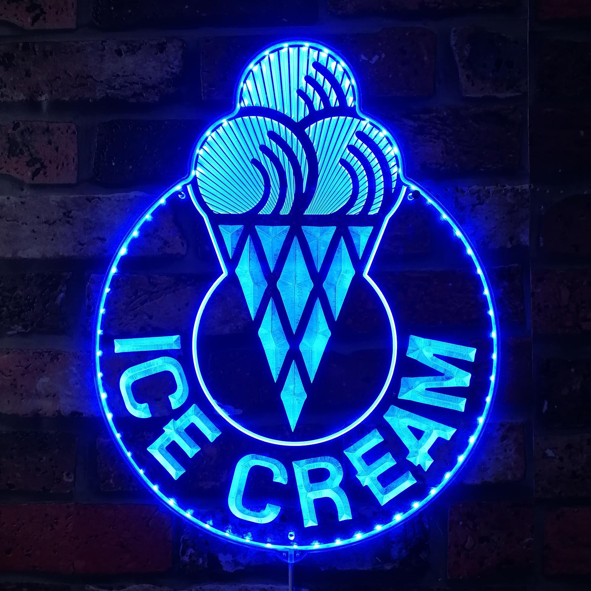 ADVPRO Ice Cream Cone Shop RGB Dynamic Glam LED Sign - Cut-to-Edge Shape - Smart 3D Wall Decoration - Multicolor Dynamic Signage st06s66-fnd-i0247-c