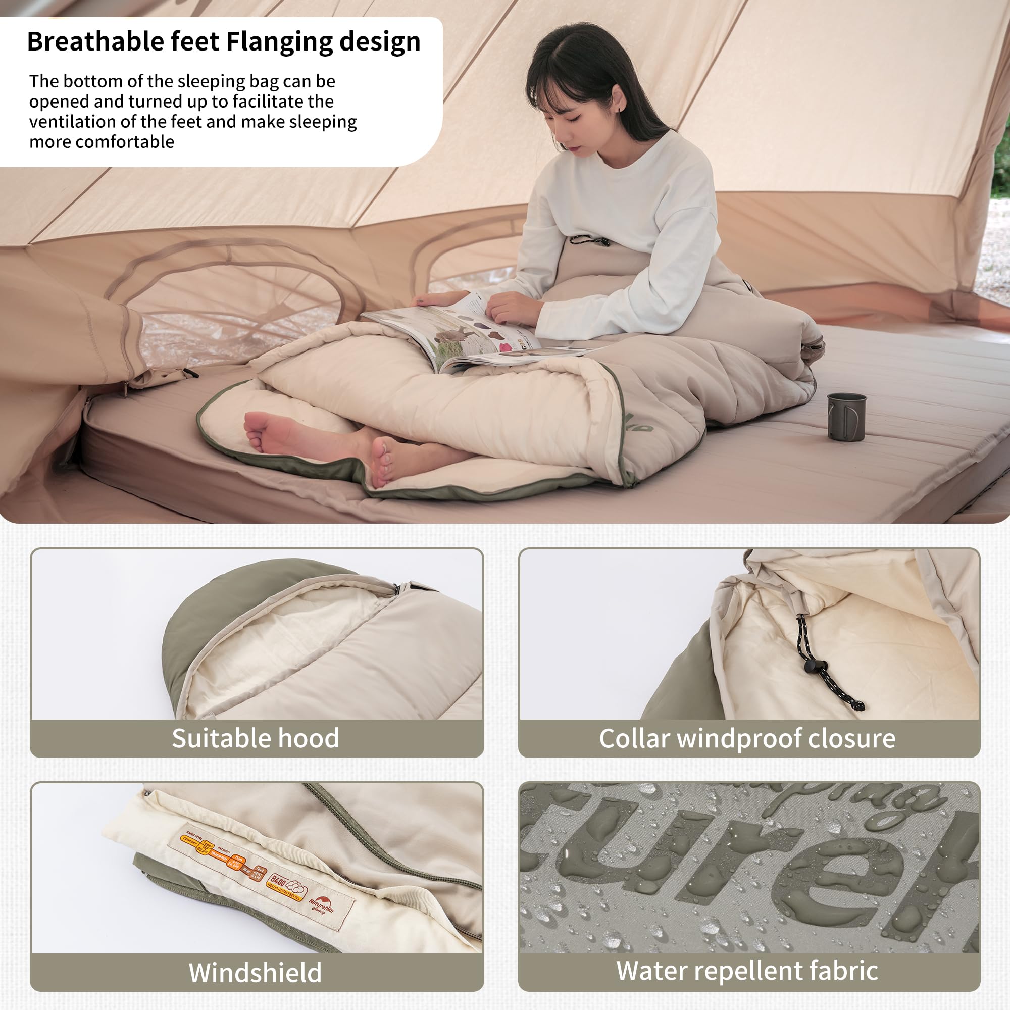 Sacco A Pelo Mummia LMR, Ultraleggero, In Piuma D'anatra - Temperatura Comfort -10°C, Impermeabile, Antivento, Dimensioni 210x80x50 Cm