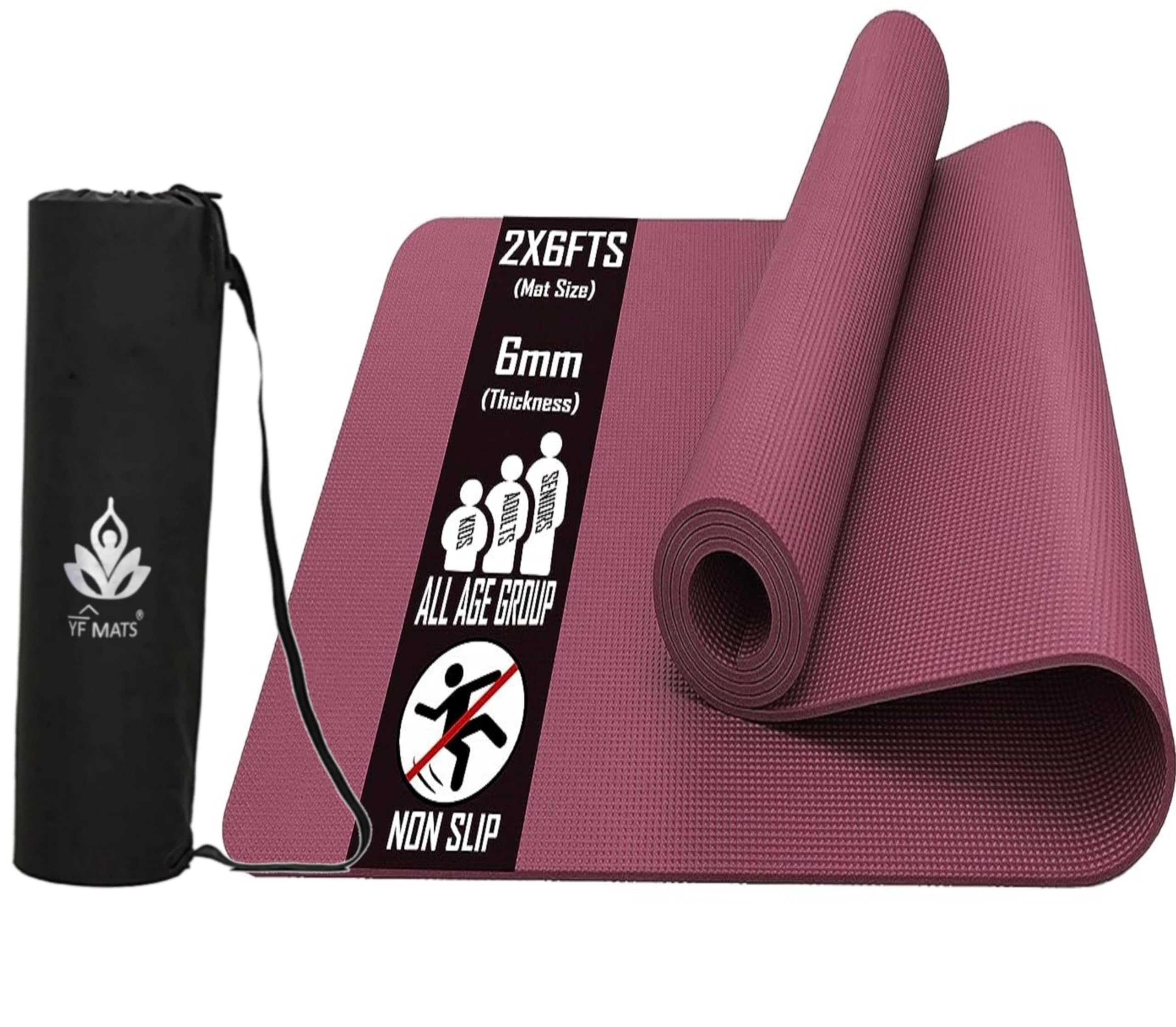 YFMATS 6MM Premium Eva with Tpe blend Anti slip Tearless Yoga mat with carry Bag Ideal for Men & Women