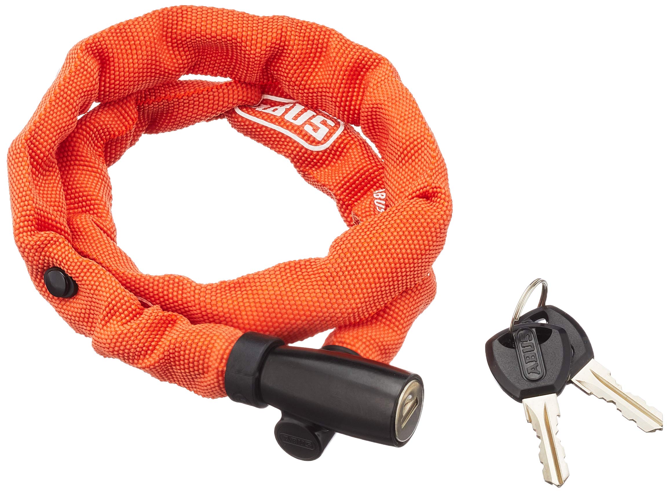 ABUS Ivera Steel-O-Flex Łańcuch Rowerowy z Zamkiem, Czarny, 110cm, 55138 & ABUS 1500/60 Web zapięcie rowerowe ze stali – poziom bezpieczeństwa 3 – 60 cm – 56920 – pomarańczowe