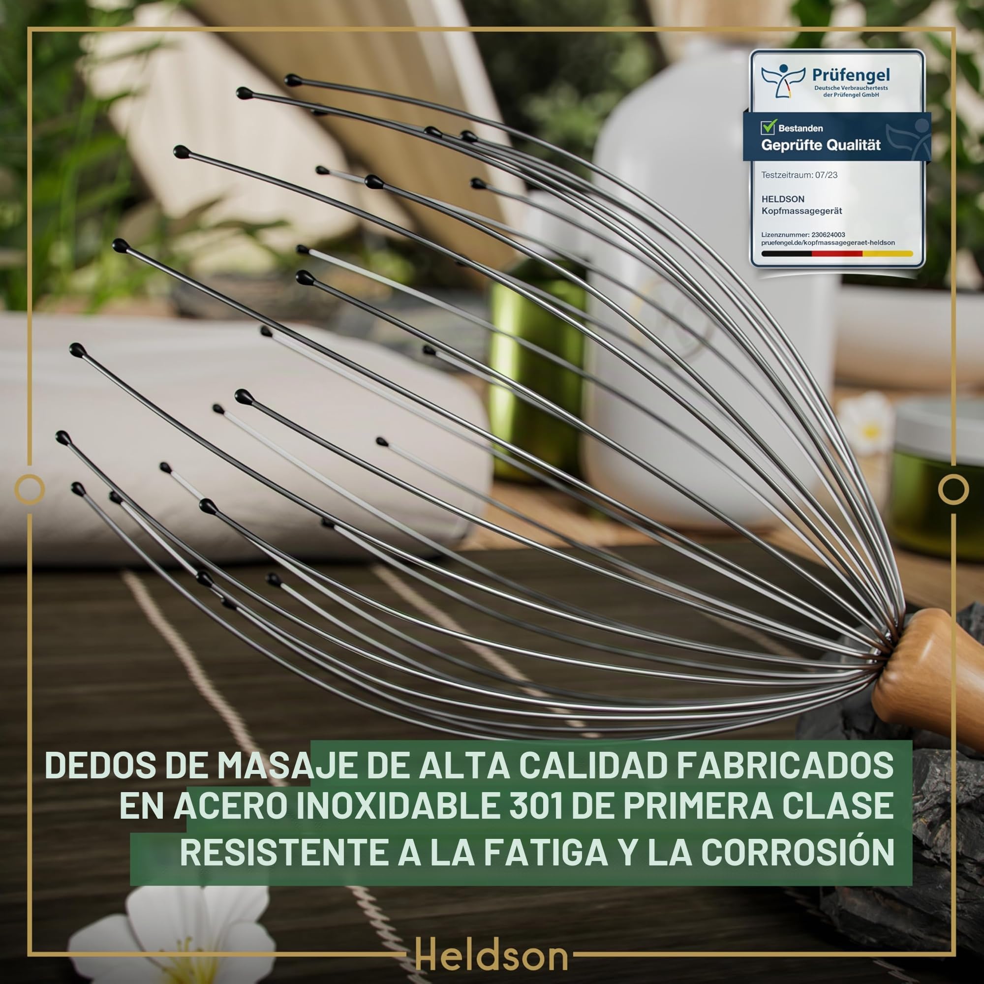 ELDSON® Masaje de cabeza de araña FSC®100%, masajeador de cabeza, masaje de cabeza y masaje de cabello, masajeador de cuero cabelludo, rascador de cabeza, regalo de bienestar
