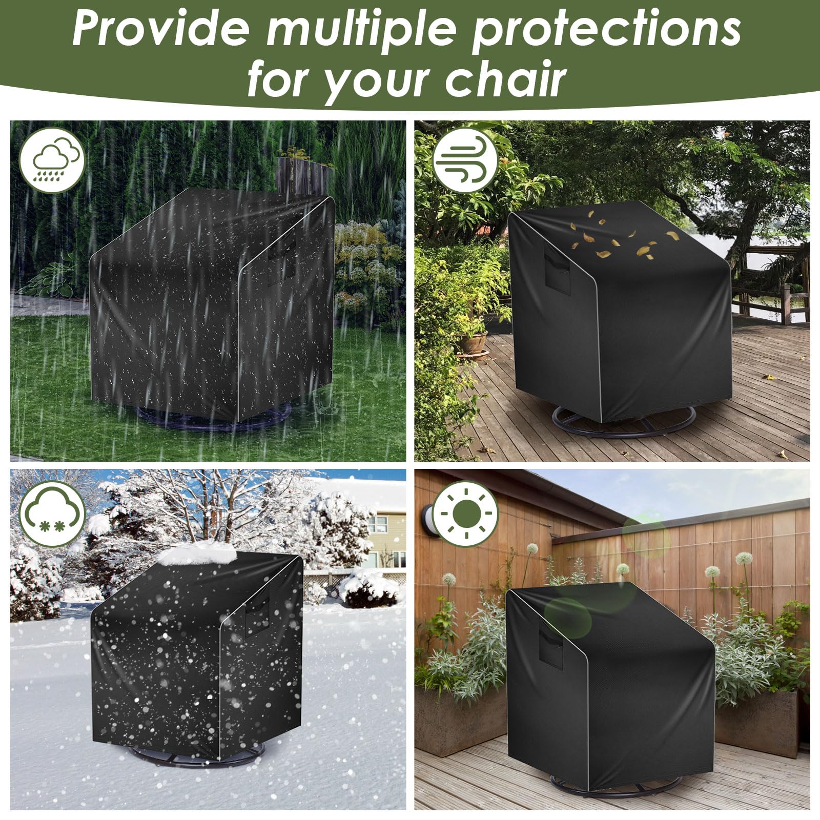 2 Stück Gartenstühle Abdeckung, 100x85x75cm | 210D Oxford Schutzhülle, Stuhlabdeckung Outdoor, Wetterfest und UV-Beständig.
