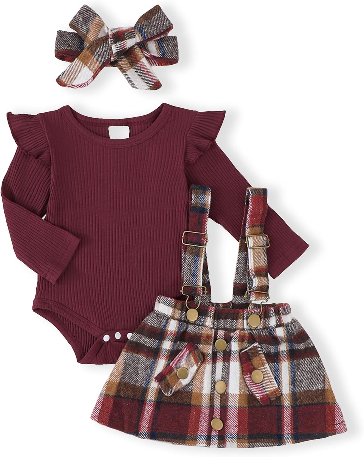 Newborn Infant Baby Girl Dress Clothes Winter Outfits Top Romper Overalls Dresses Suspender Skirt Set for Girls