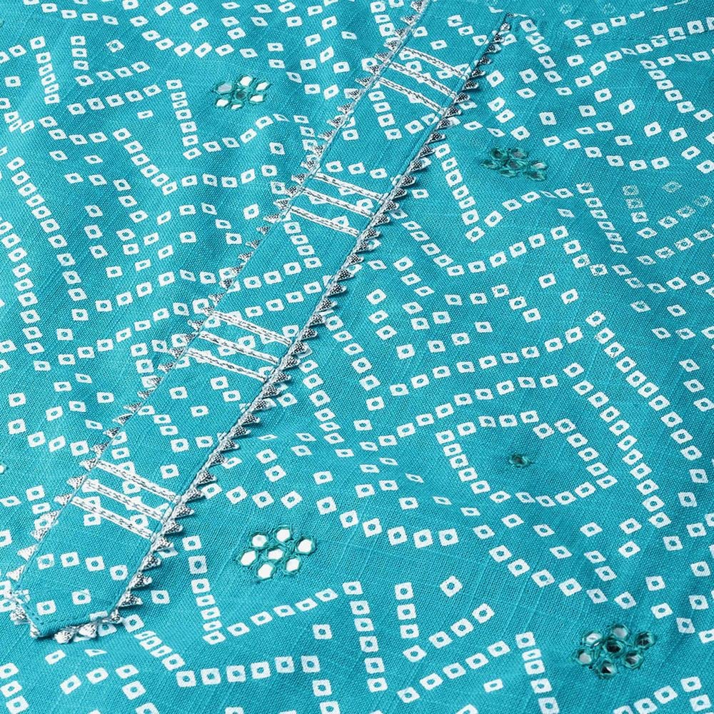 Anubhutee Turquoise Blue Bandhani Print Kurta Palazzo Suit Set For Women