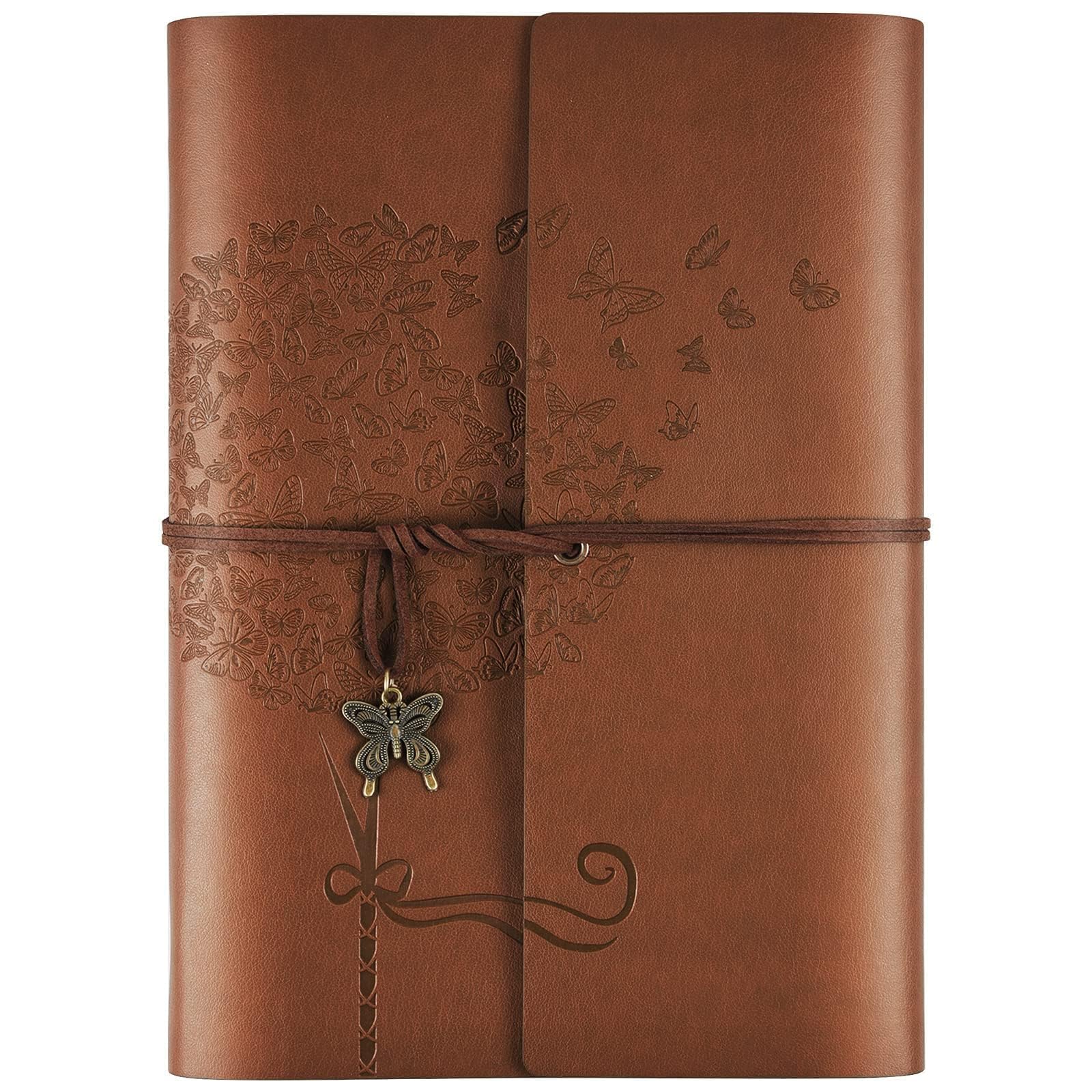 Leather Journal Notebook, Refillable Writing Journal Diary Planner for Women Girls (Brown, A5-9.3''×6.3'')