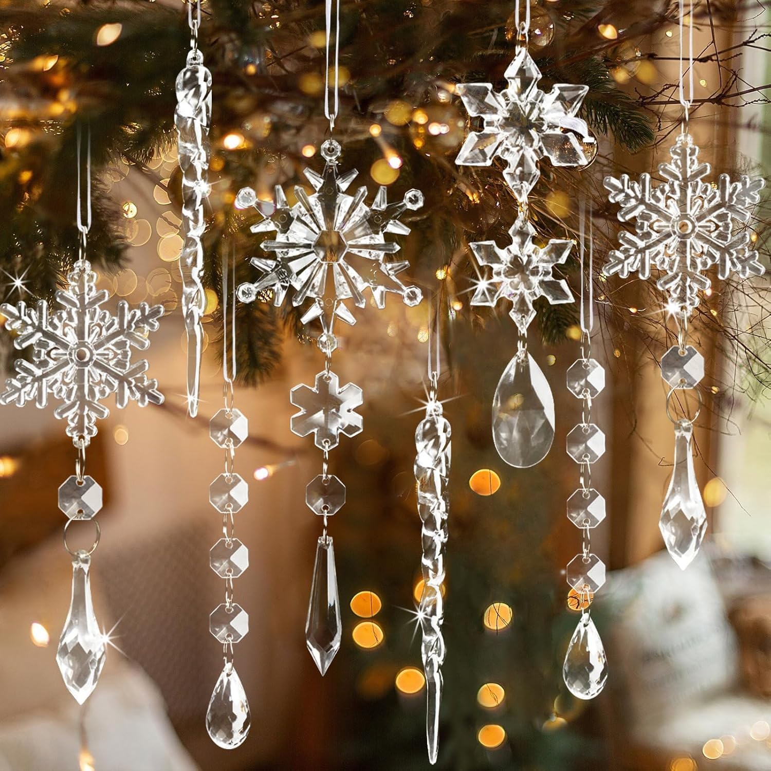 Crystal Ornaments for Christmas Tree Winter Wonderland Decorations