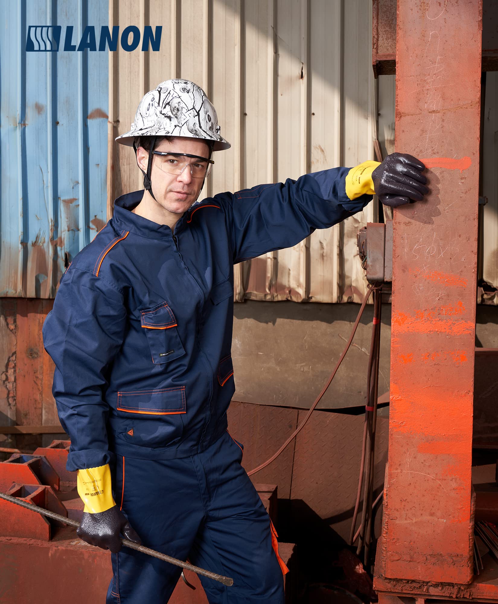 LANON Full Brim Hard Hat, OSHA Construction Work Approved, Premium