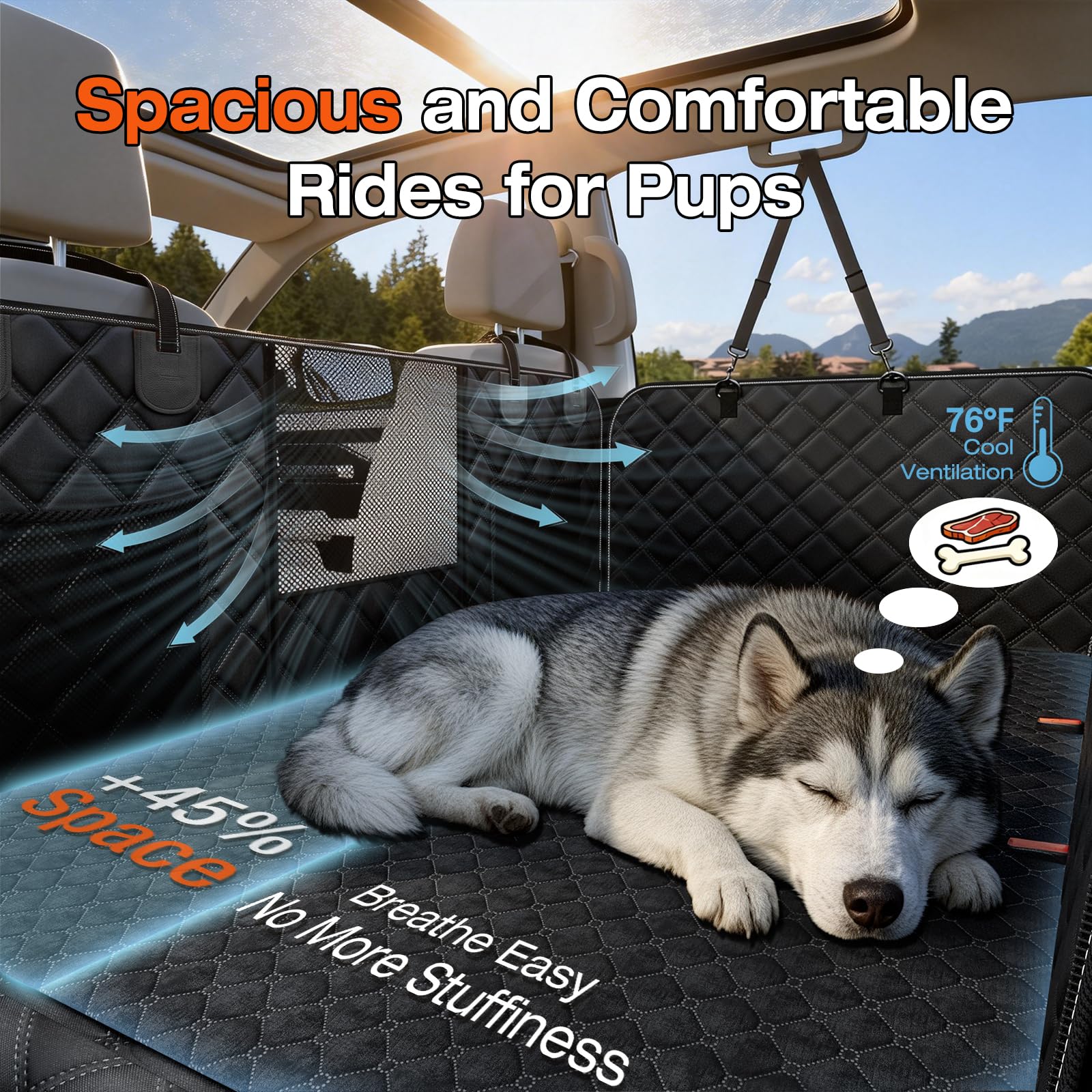 Doglike Dog Truck Seat Cover for Back Seat [2026 Military-Grade Protection], Hard Bottom Dog Hammock for Car, Waterproof Pet Bed Extender for Large Dogs, with Detachable Mat, XL for Crew Cab Truck/SUV - image 3