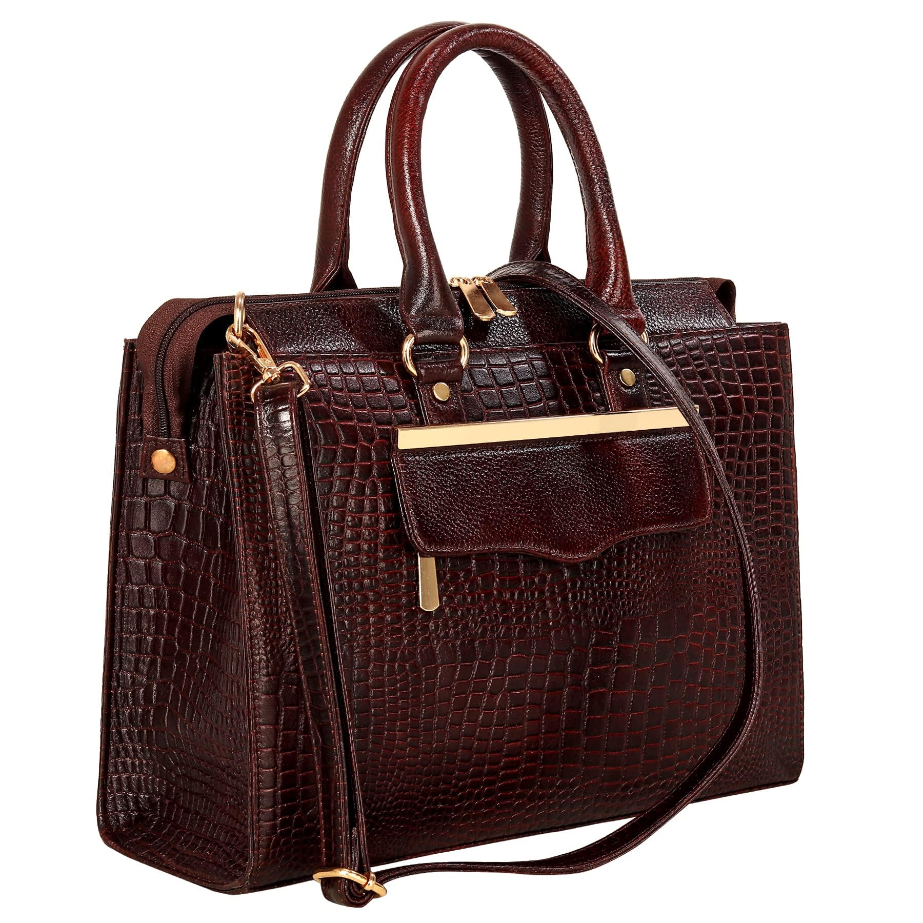 Keegan Genuine Leather Handbag for Women & Girls | Top Handle | | Premium Metallic Design | KGLP1250 (Brown 2) (B0D2TYS5T9) Amazon Price History, Amazon Price Tracker