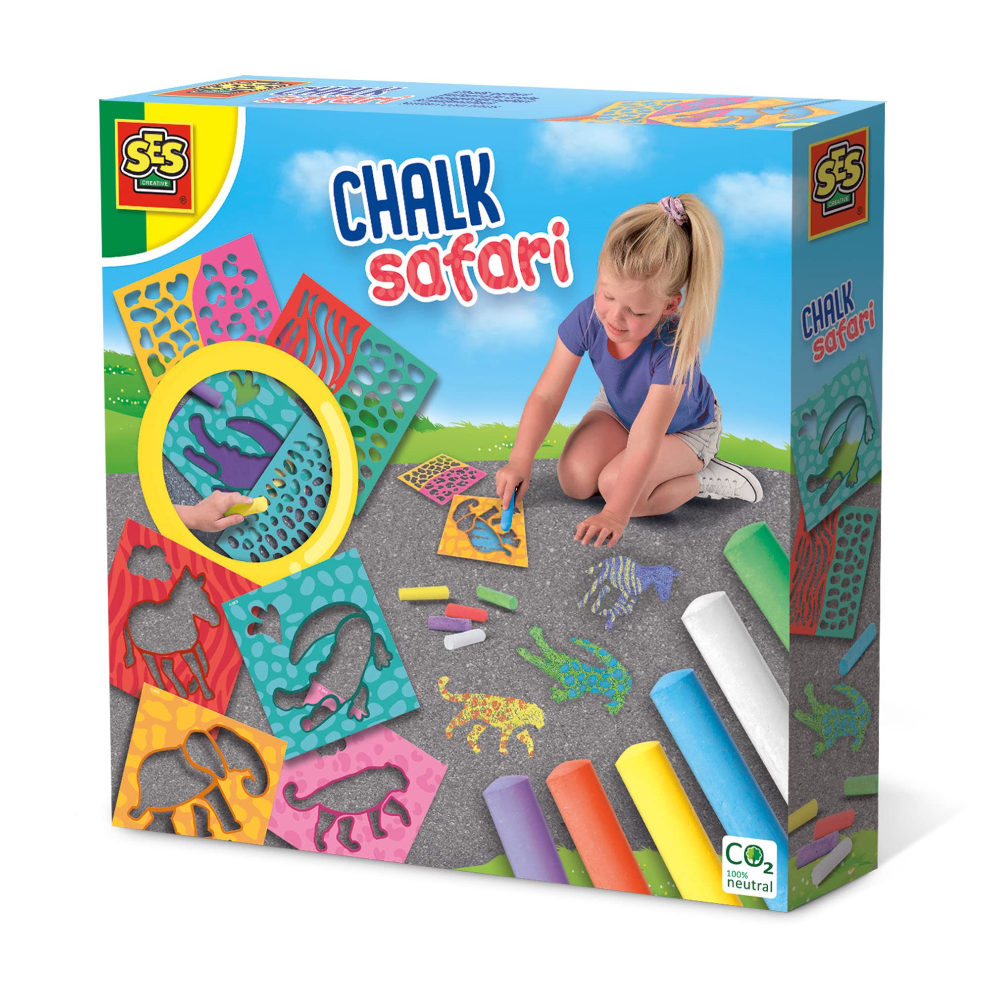 SES Creative 02204 Playground Chalk Safari, White, 1 stück (1er Pack)