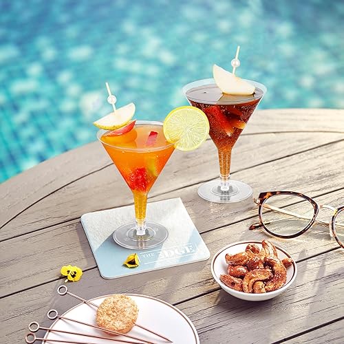 Miniatura 3 de KesaPlan Paquete de 50 vasos de Martini de plástico desechables de 6.5 onzas con palitos de cóctel, tazas de postre de helado para bar al aire