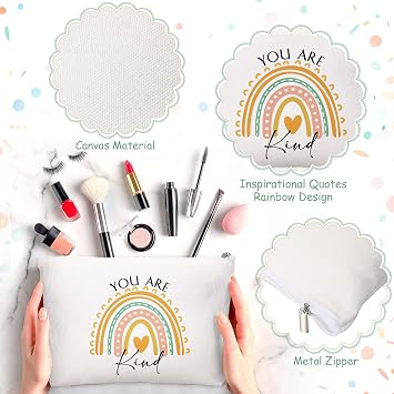 Coume 10 Pcs Canvas Makeup Bags Bulk, Inspirational Quotes