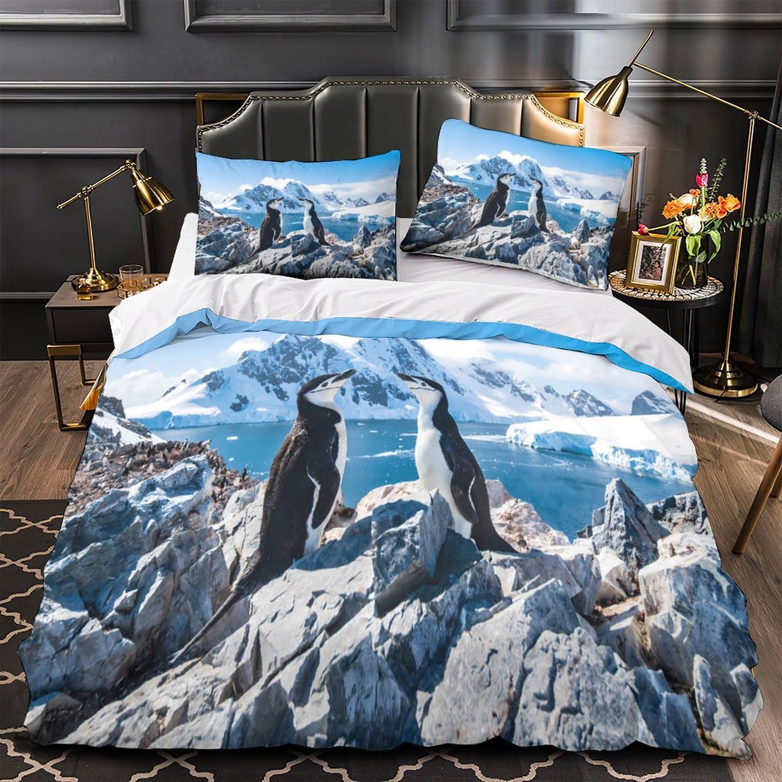 Housse de couette manchots Antarctique pour chambre d'ado sur le thème nature sauvage