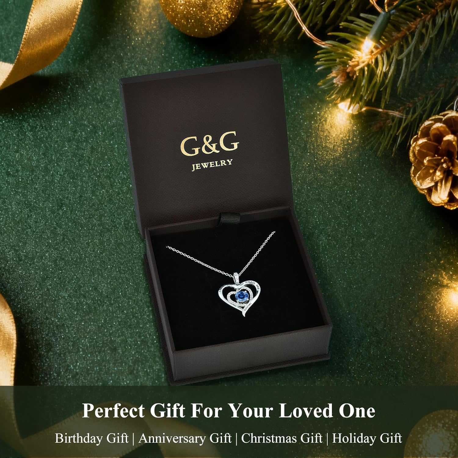 S925 Sterling Silver Necklace for Women, Valentines Day Gifts for Her, Love Heart Birthstone Necklaces for Women, Wife Jewelry, Mom Birthday Valentines Mothers Day Gifts, Girlfriend Necklaces, Daughter Heart Jewel, Anniversary for Her - Image 5