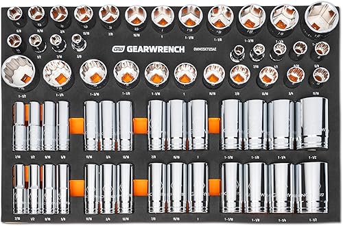 GEARWRENCH Juego de 60 llaves Drive Master SAE de 12" en bandeja de almacenamiento de espuma - GWMSSKT12SAE