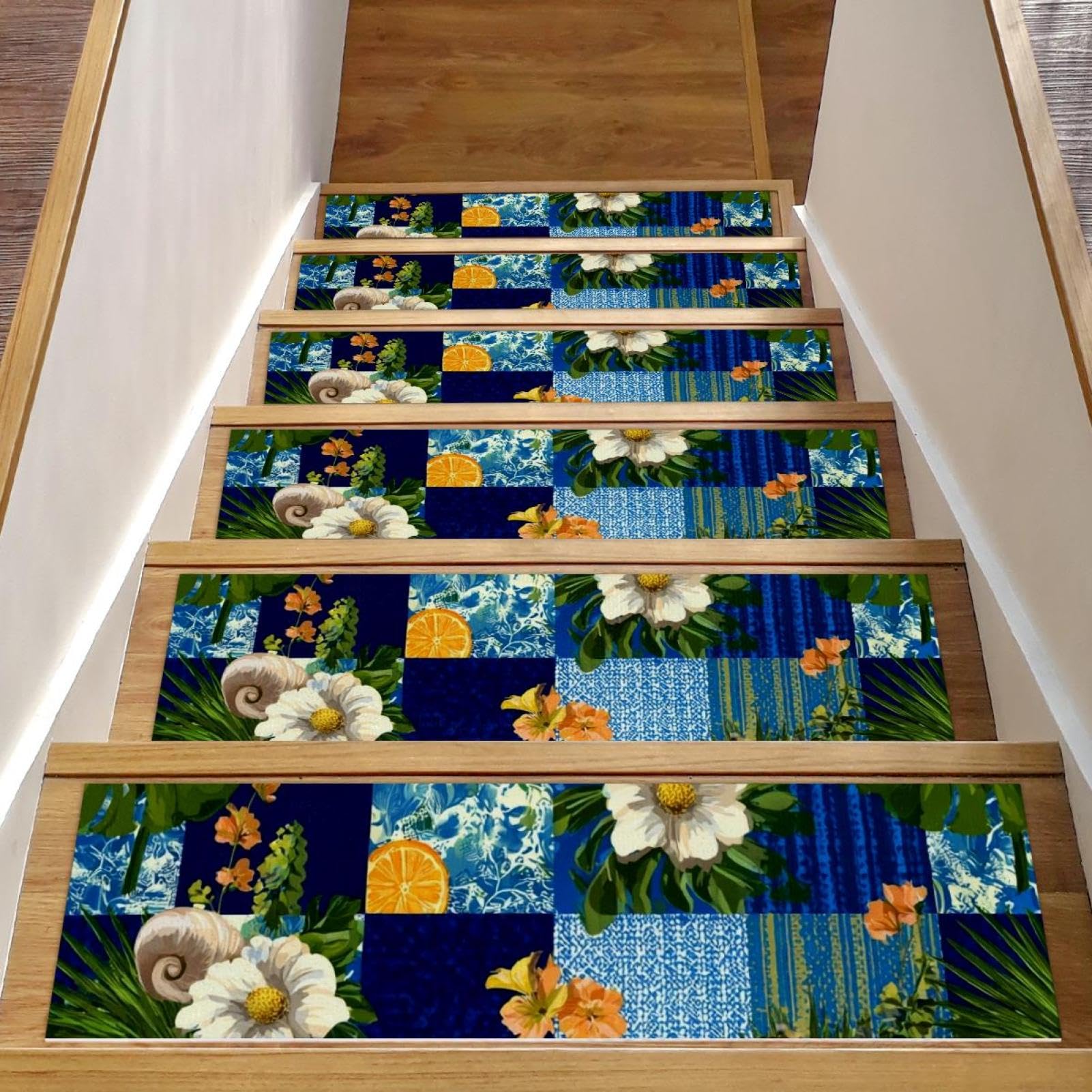 Tapis d'escalier antidérapants patchwork tropical pour sécuriser votre foyer - 8