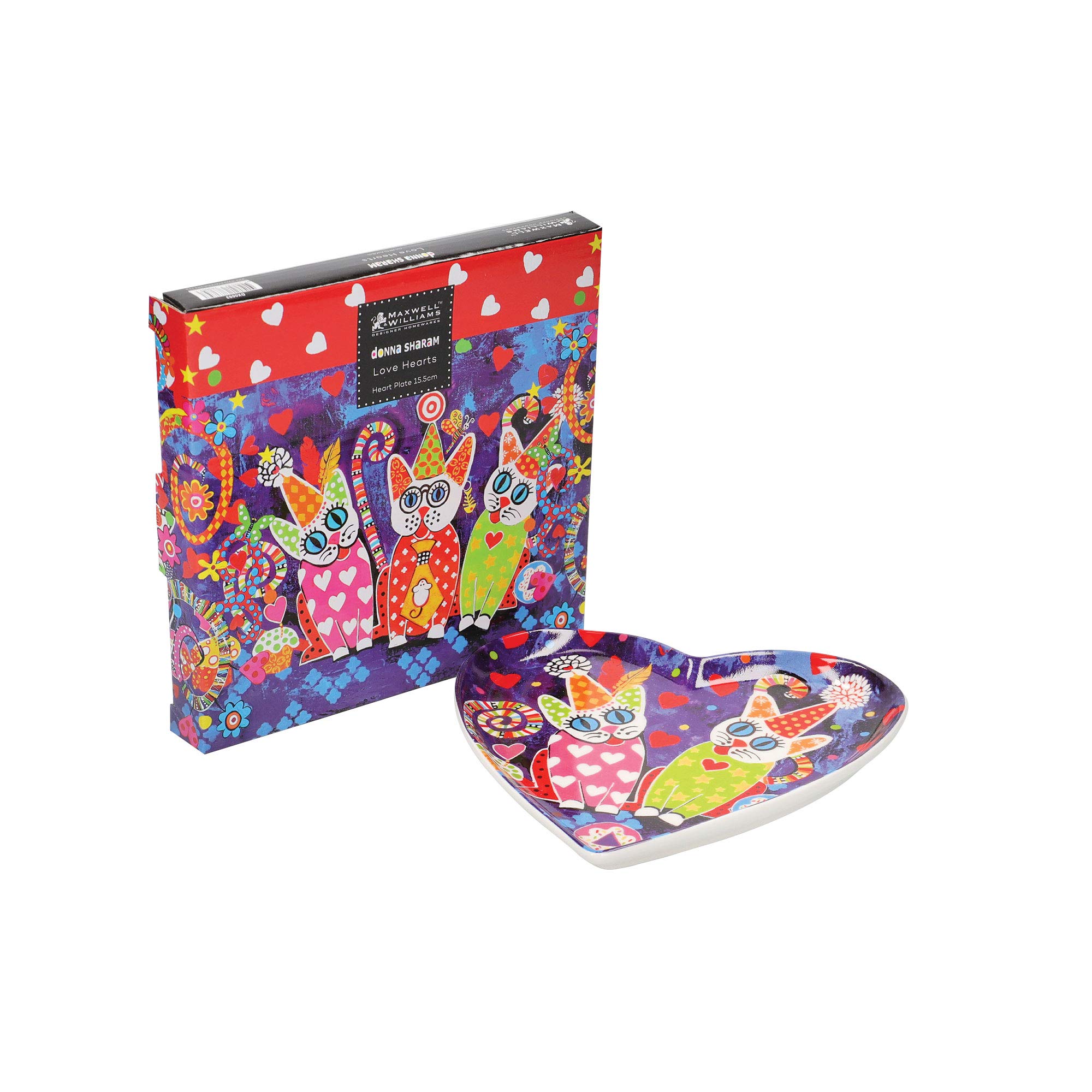 Maxwell & WilliamsHeart Shaped Side Plate with Cup Cakes Design, Gift Boxed, Blue, 15.5 cm