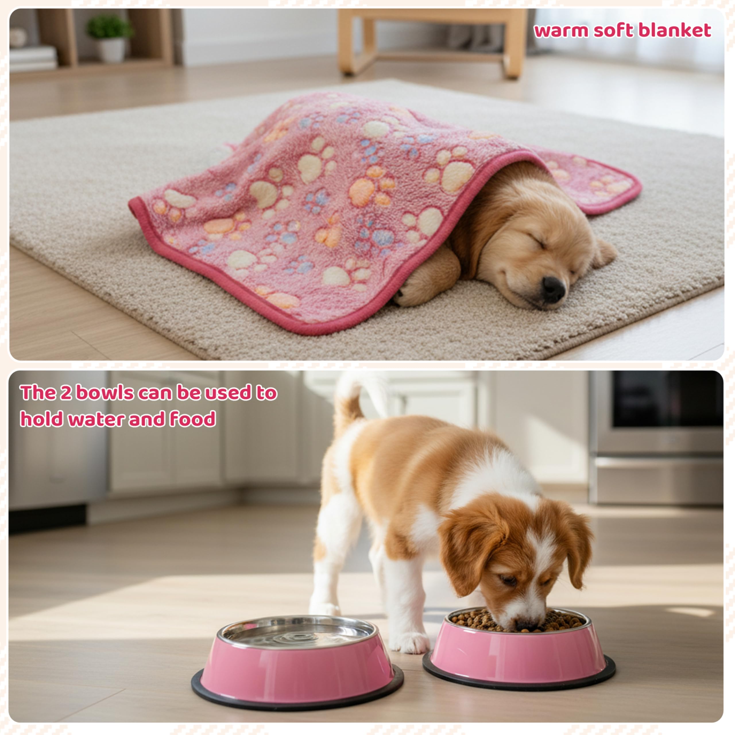 FLYSTAR Kit de iniciación de suministros para cachorros: 42 piezas esenciales para cachorros, incluye juguetes chirriantes para perros, collar, correa, bolsa de golosinas, bolsa de residuos de
