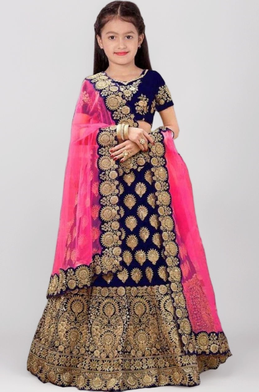 Eneric Girl's Silk Semi-stitched Lehenga Choli