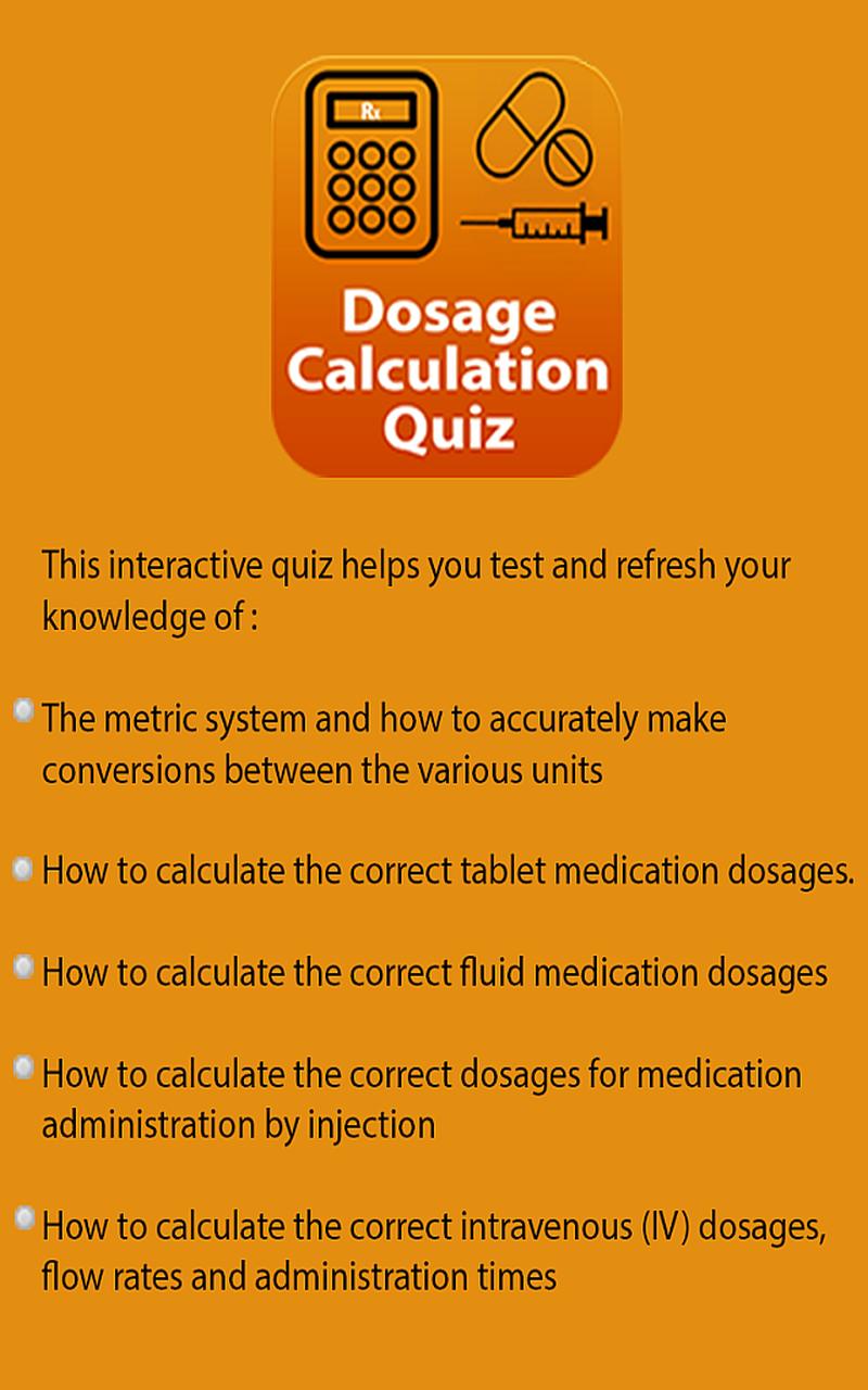 Dosage Calculations Quiz App on Amazon Appstore