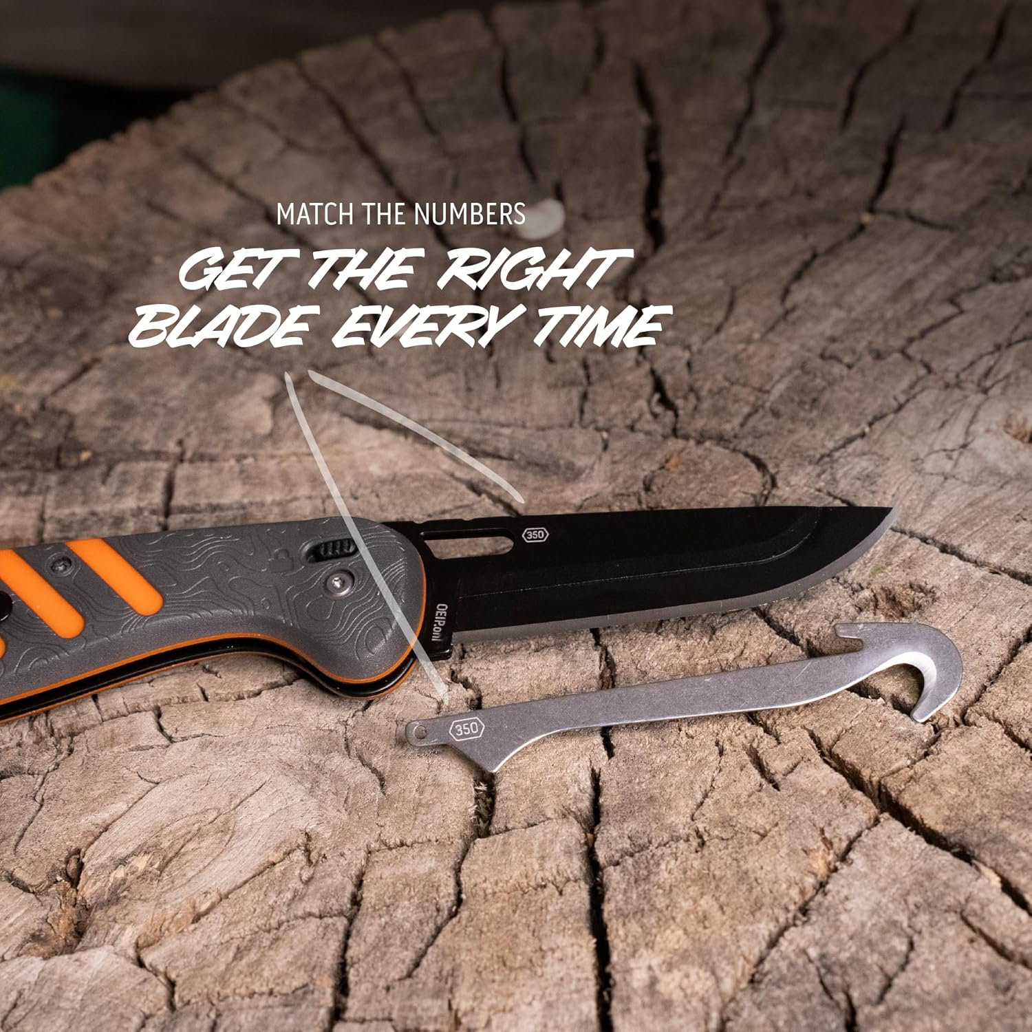 OUTDOOR EDGE Razor HTX 3.5" Folding Hunting Knife – Includes 5 Drop Point Blades, 1 Gut Blade, 1 Saw & Blade Pod – Gray/Orange Handle – Replaceable Blade Knife for Field Dressing Deer & Elk
