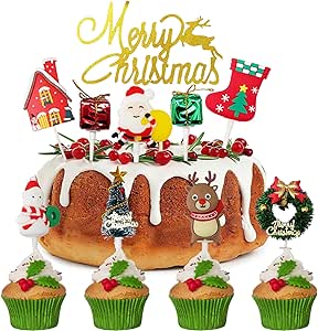 Christmas Cake Decorations, 10PCS Christmas Cake Decorations with Santa ...