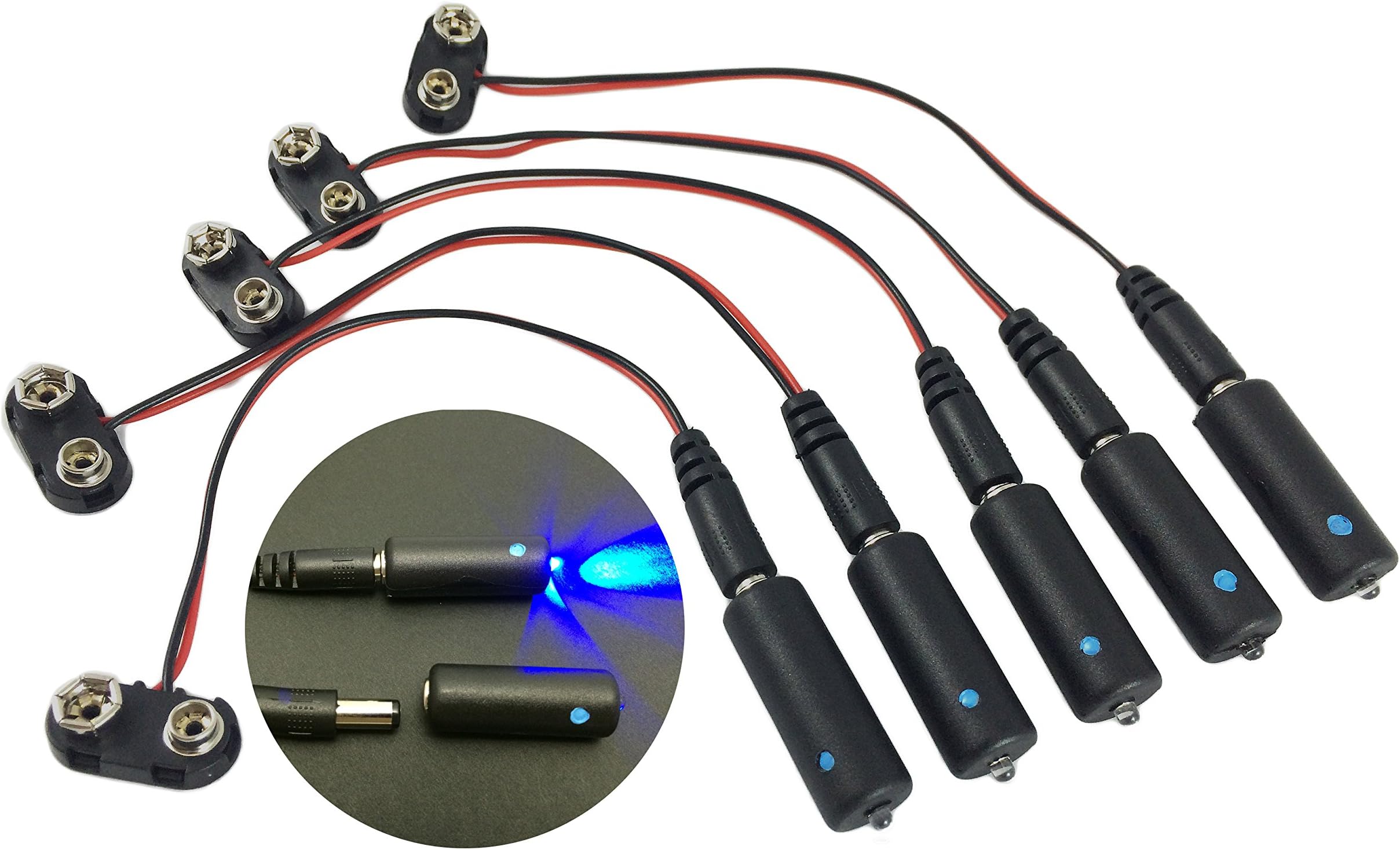 5 Pack, Blue LED 9 Volt Battery Operated Micro Effects Light for Scenery Props and Models