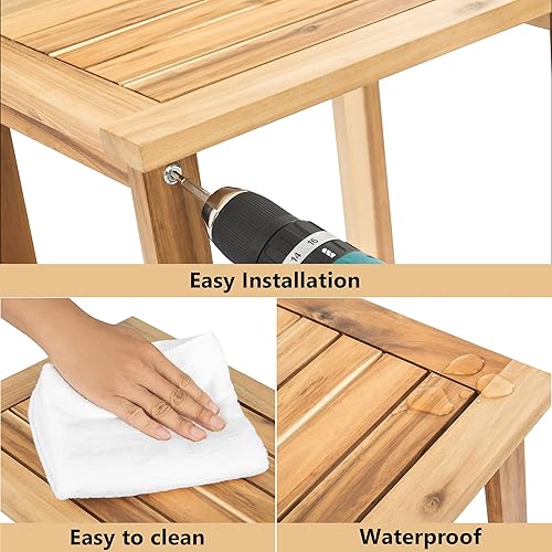 Miniatura 4 de Mesa auxiliar doble Adirondack, mesa auxiliar rectangular resistente a la intemperie para patio, jardín, césped y sala de estar. Ideal como elegante