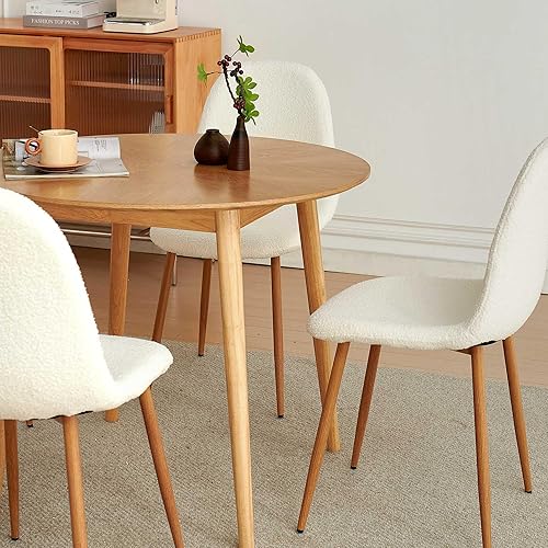 Miniatura 7 de Juego de 4 sillas de comedor, modernas sillas de comedor laterales sin brazos de tela tapizada para cocina pequeña, sala de estar, dormitorio, forro