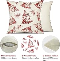 Vista 5 de DFXSZ Juego de 2 fundas de almohada de Navidad de 18 x 18 pulgadas, almohadas decorativas de árbol de Navidad, decoración de invierno y Navidad