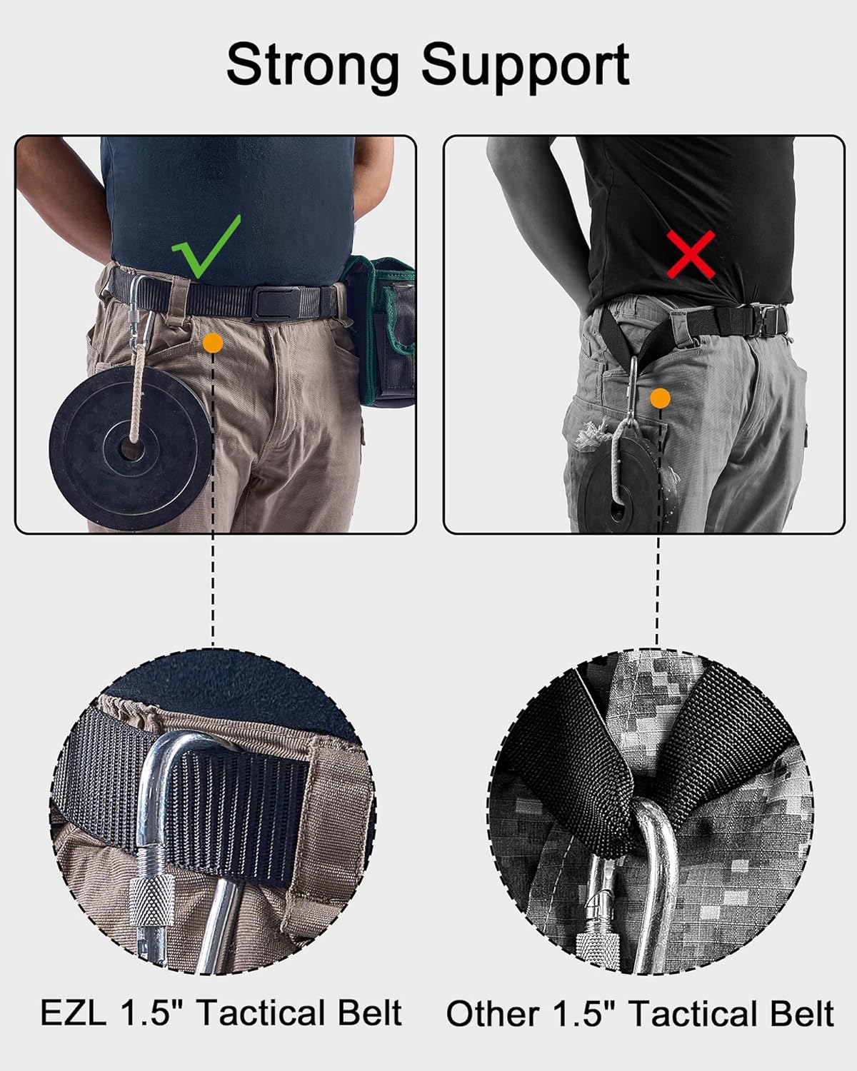 EZL Ratchet Tactical Belt for Men, 1.5" Nylon Web Gun Belt with Automatic Slide Buckle, Adjustable Trim to Fit - Image 5