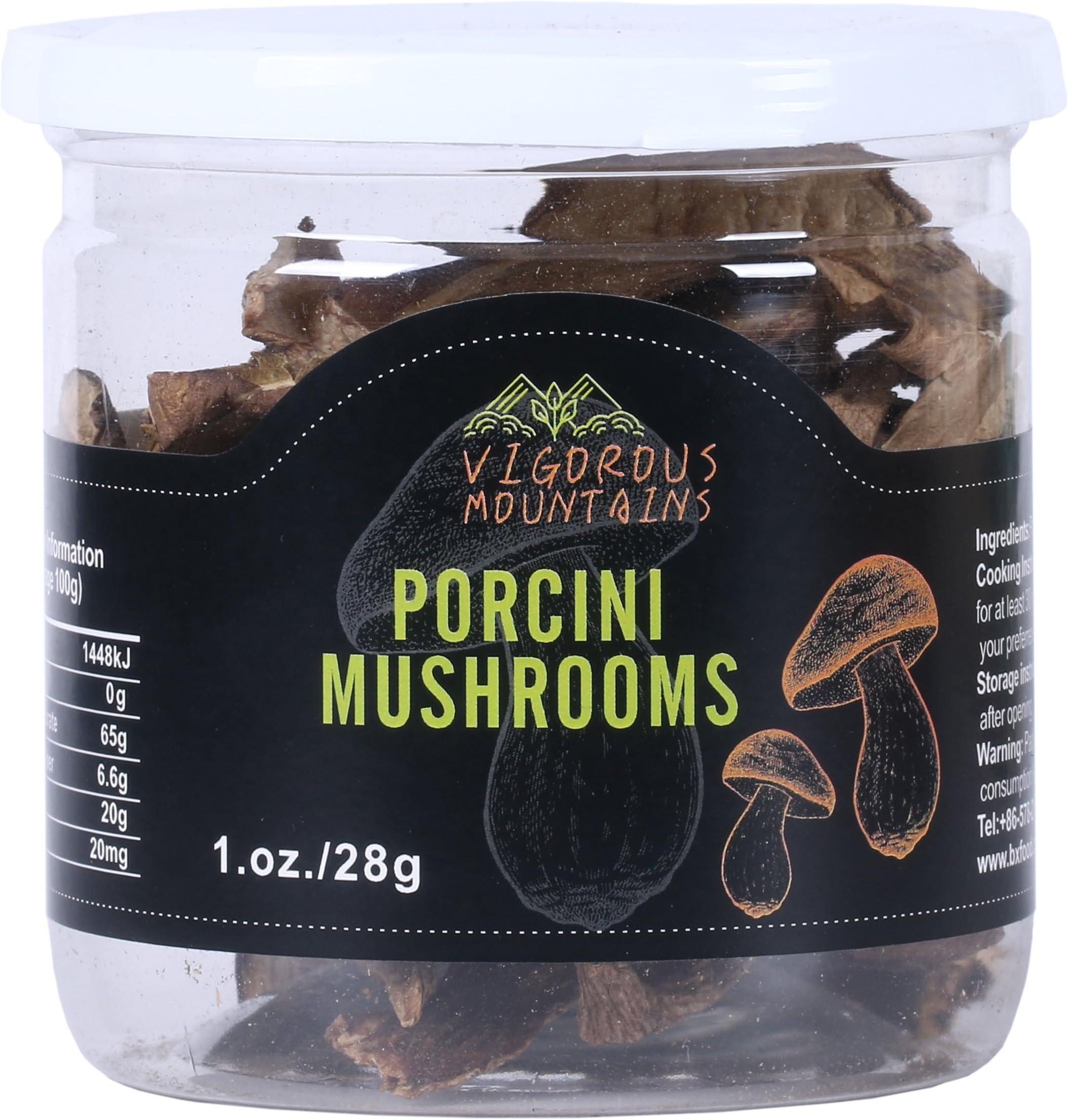VIGOROUS MOUNTAINS Wild Dried Porcini Mushrooms 1 OZ Boletus Edulis 1 Ounce