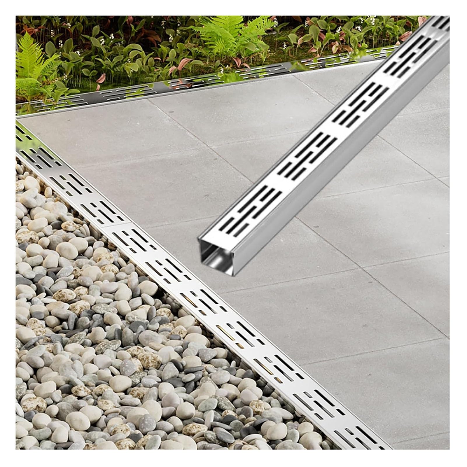 Caniveau de drainage extérieur en acier inoxydable 200 cm robuste