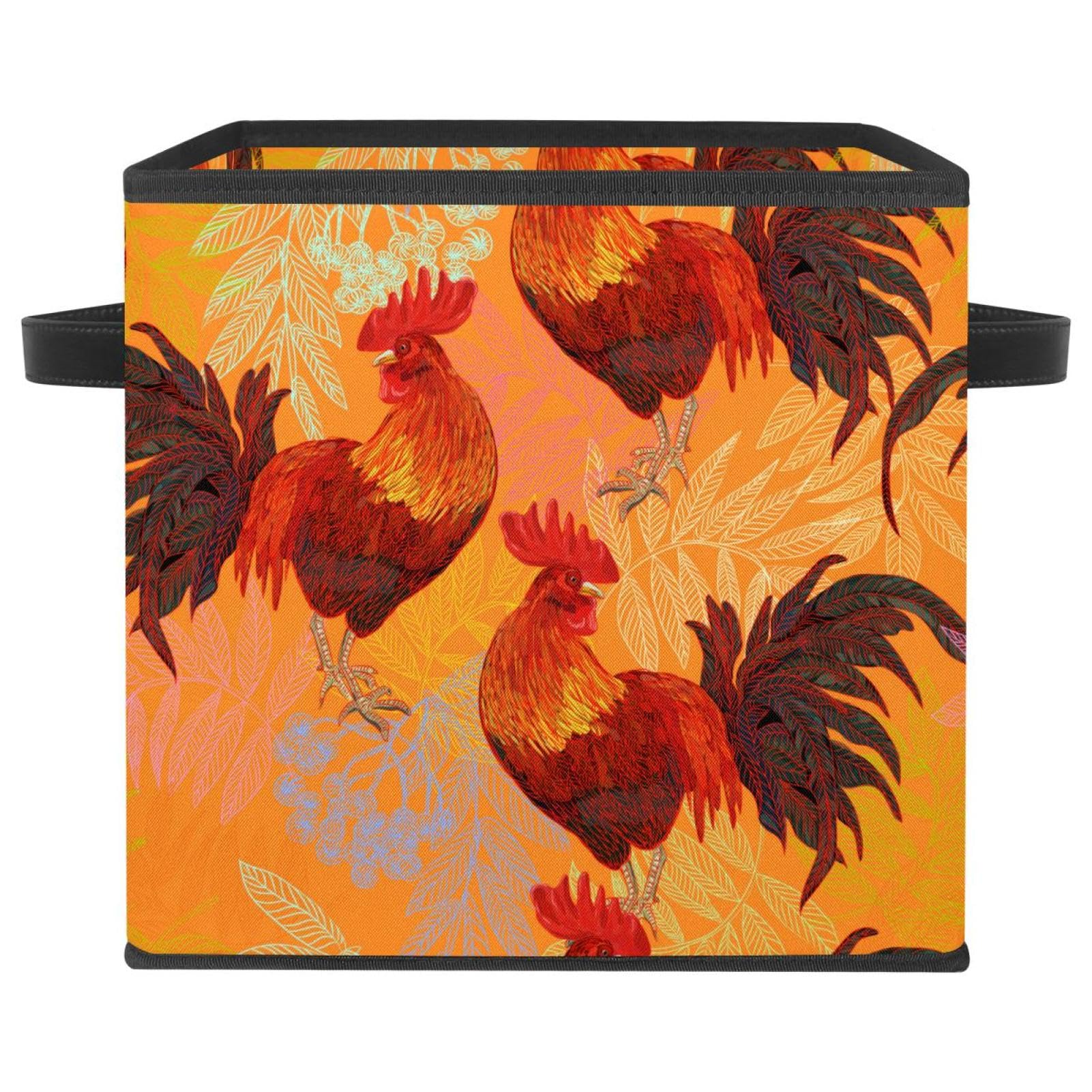 Boîte de rangement pliable en tissu motif coq pour armoire et chambre