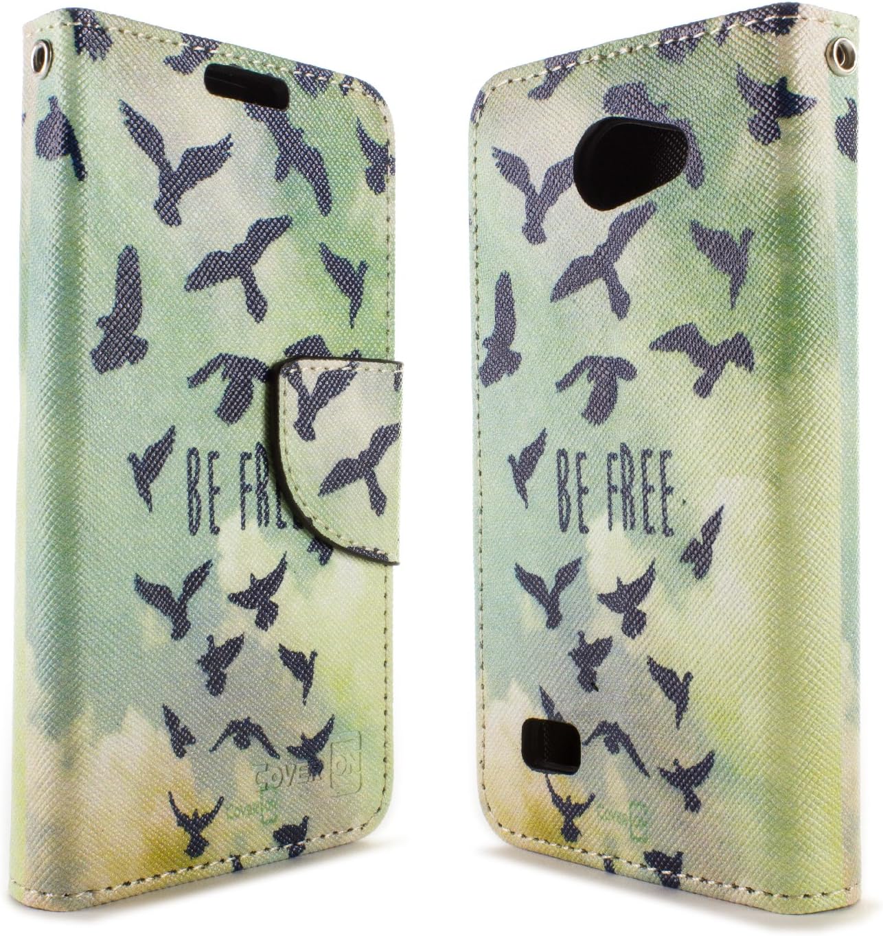 Amazon Com Lg Lancet Case Flip Stand Wallet Coveron Carryall Pouch Series Tough Textured Design Credit Card Id Slots And Wristlet Strap Phone Cover Case For Lg Lancet Vw820 Light Blue Neon Green