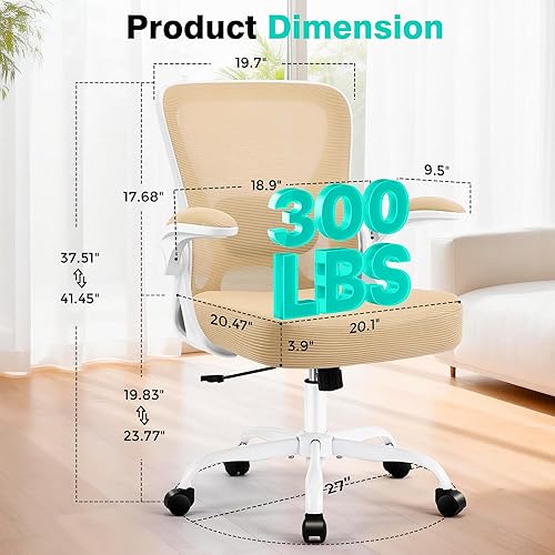 Miniatura 2 de AreShark Silla de oficina  Silla de escritorio ergonómica de malla transpirable con soporte lumbar ajustable y reposabrazos abatibles  Silla