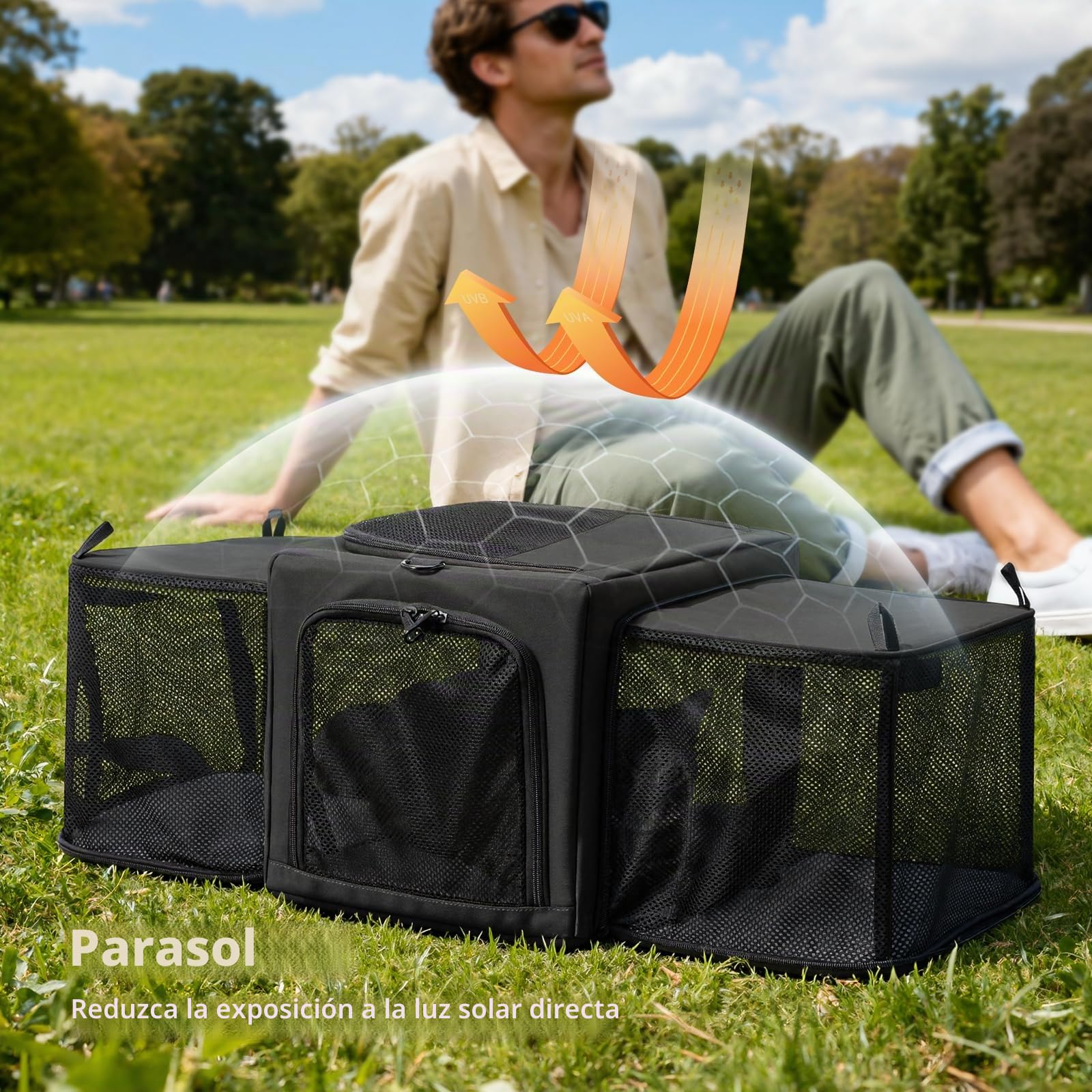 Pecute Transportador para Gatos expandible, Extra Estable, Tela de Malla Transpirable, transportador Grande para Gatos con área Oculta, transportador Suave para Mascotas, Viajes, Camping, Salidas