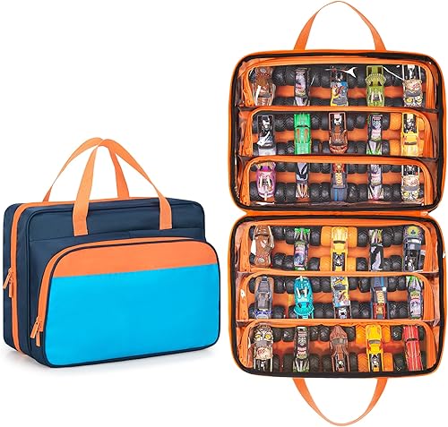 CURMIO Monster Trucks - Funda de transporte compatible con Monster Jam, bolsa de camión monstruo con capacidad para 34 autos de juguete a escala