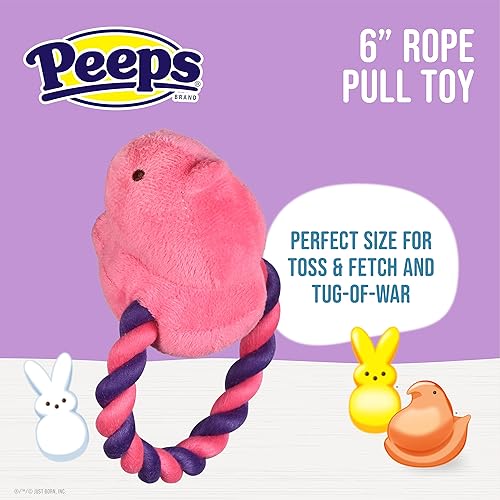 Vista 5 de Peeps for Pets Juguete de tracción de cuerda de pollo de felpa para perros Squeaker Dog Toy - RosaPúrpura