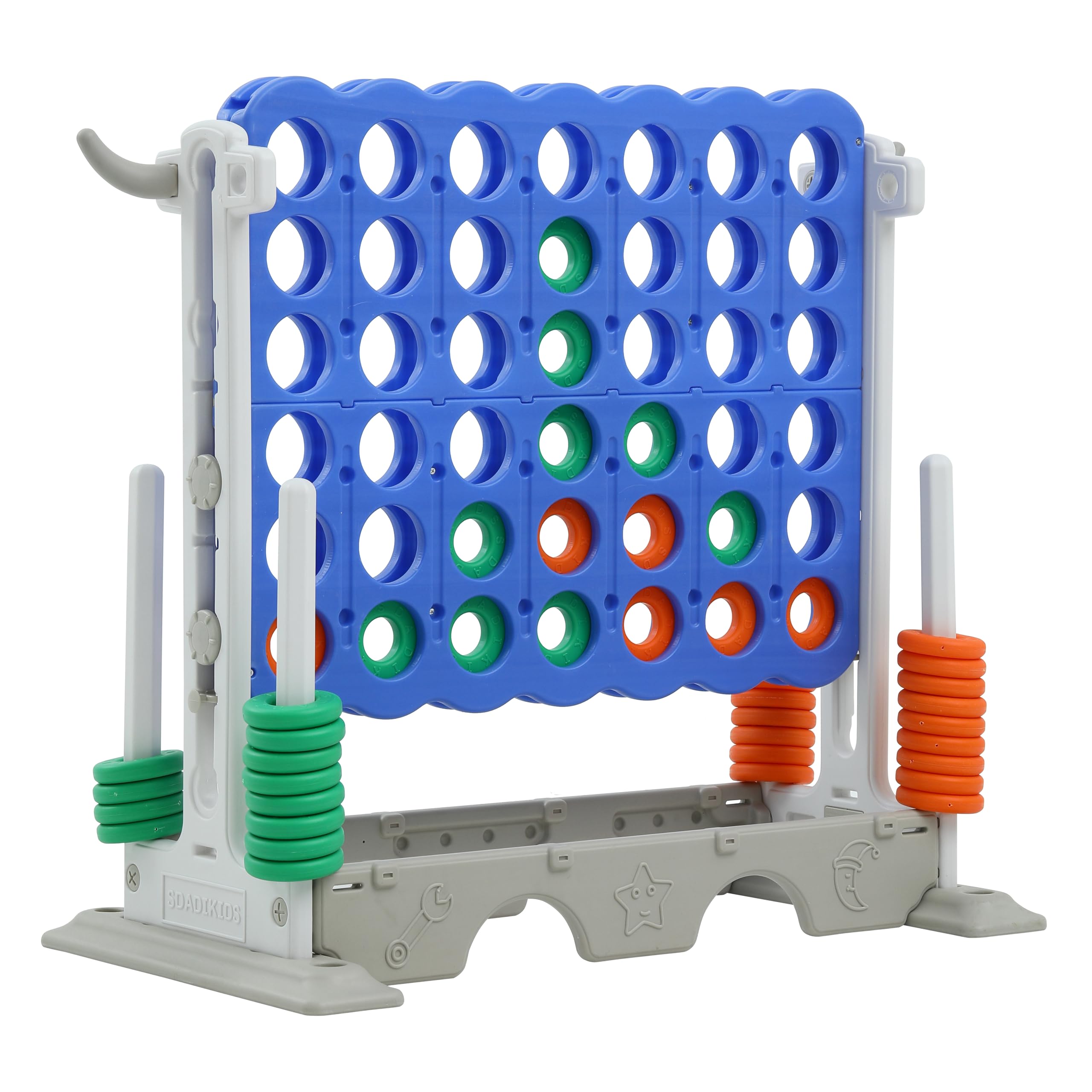 SDADIHeight Adjustable 3-in-1 Giant 4 in a Row Connect, Jumbo 4-to-Score with Golf and Ring Toss Set, Indoor Outdoor Yard Party Game for Kids and Family, White