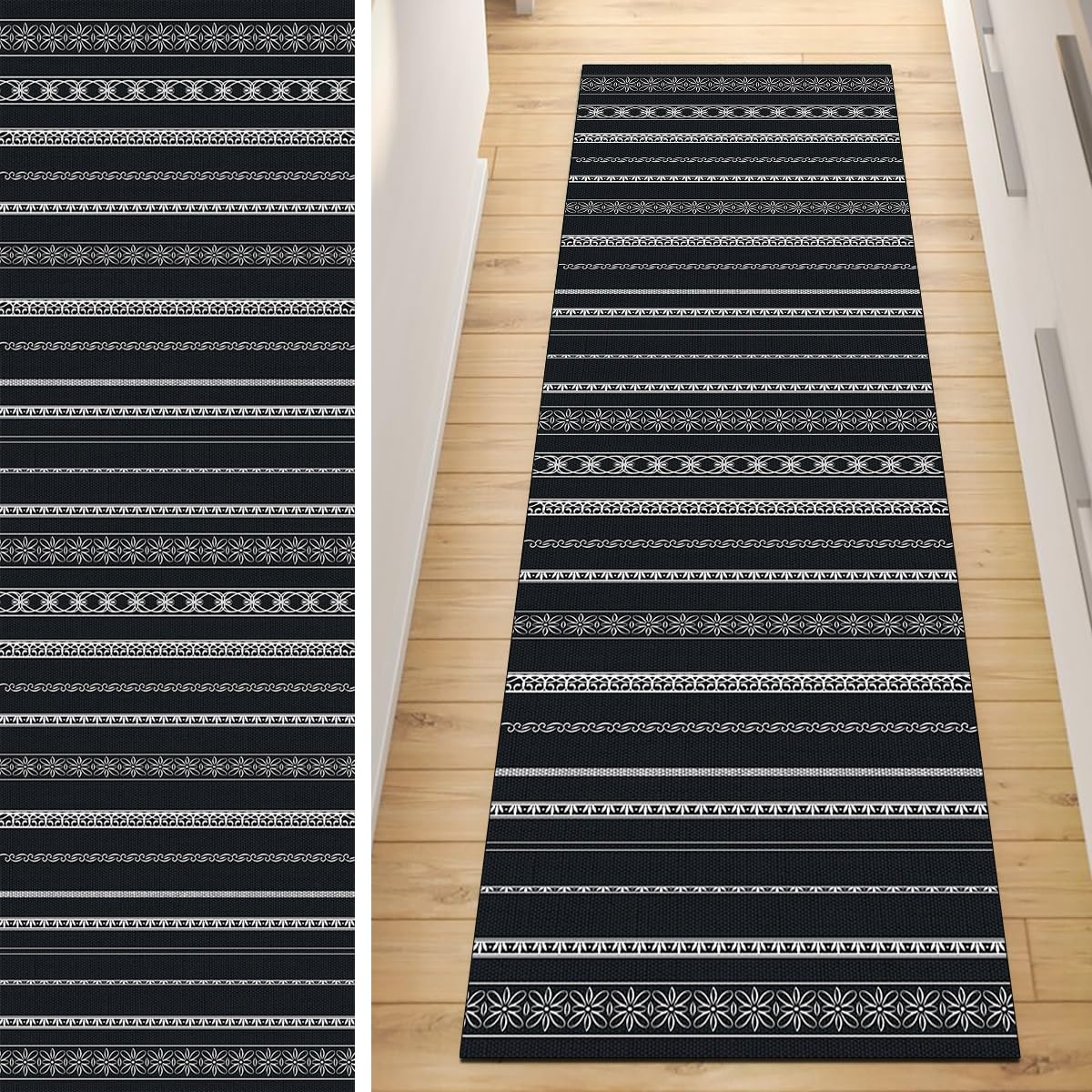 Tapis antidérapant de couloir lavable avec dossier caoutchouc robuste