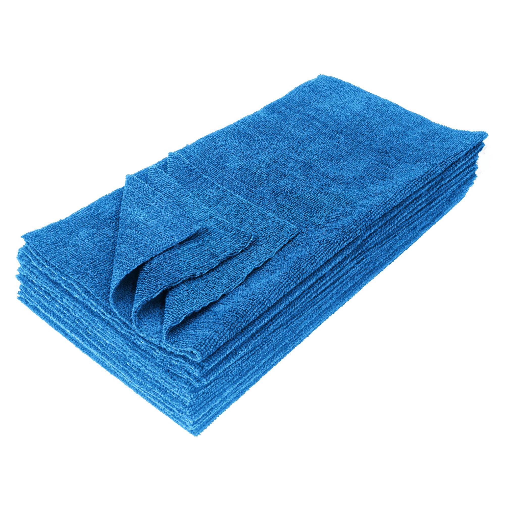 Eurow Ultrasonic Cut 300 GSM Microfiber Cleaning Towels, Streak-Free, Lint-Free, Ultra Absorbent, Scratch-Safe, for Auto Detailing, Home, Kitchen & Multipurpose Use, 16x16, 12-Pack, Blue