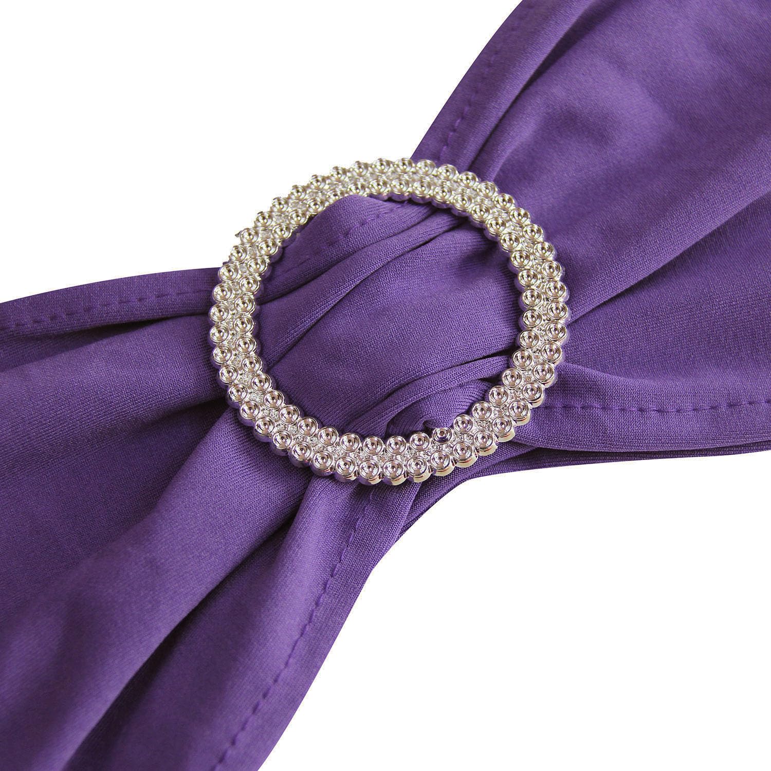 Welmatch Purple Spandex Chair Bands Sashes 50 Pcs 
