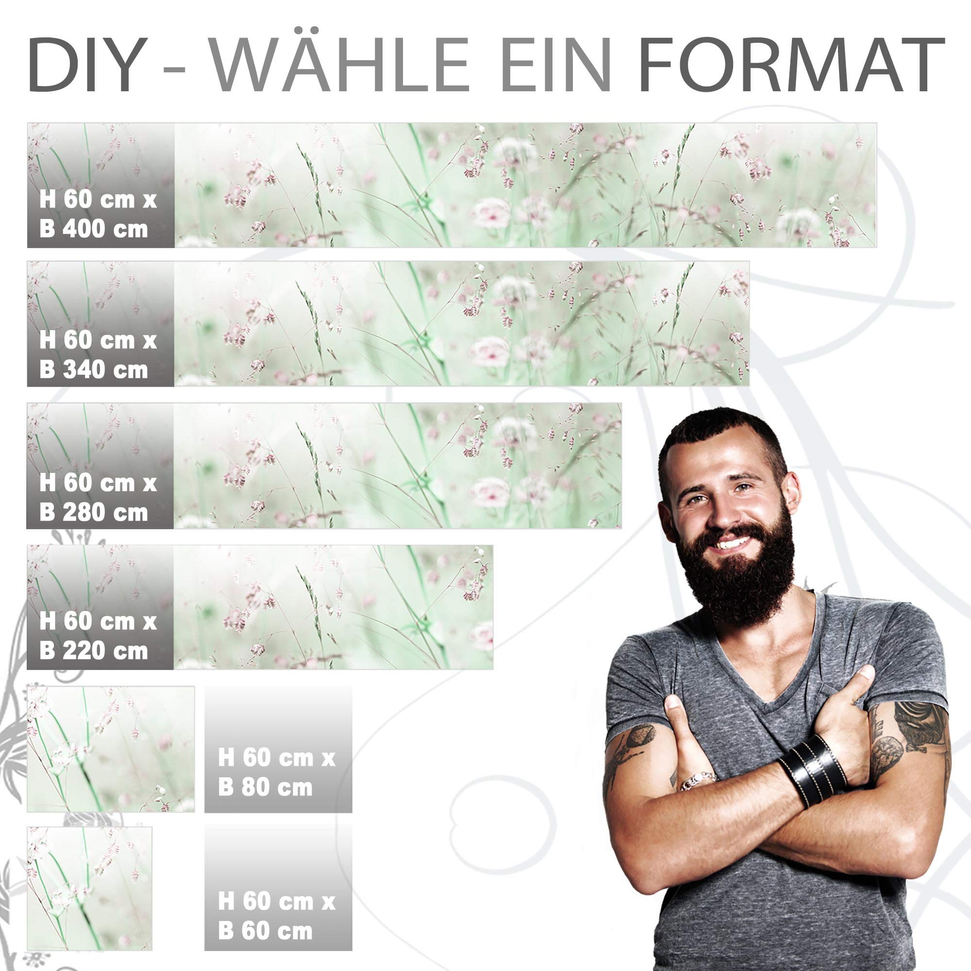 StickerProfis Küchenrückwand selbstklebend Pro WILDBLUMENWIESE 60 x 340cm DIY - Do It Yourself PVC Spritzschutz