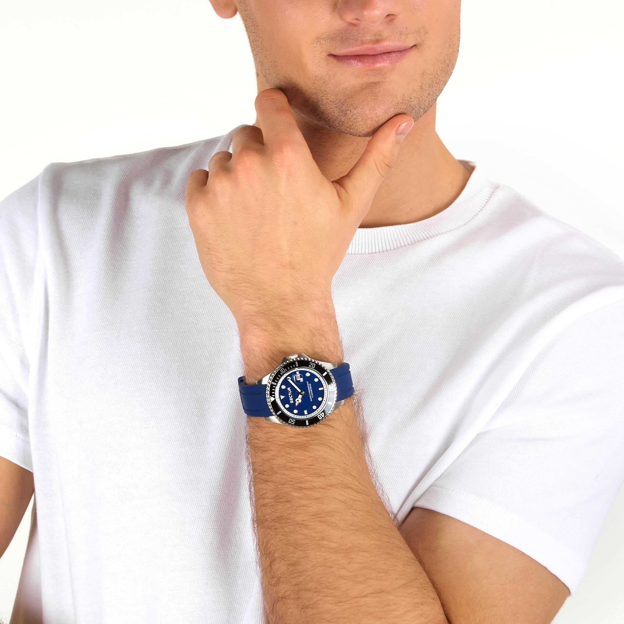 Sector No Limits Orologio Uomo, Tempo, Data, Analogico, 43 mm, Collezione 230, Cinturino in Silicone