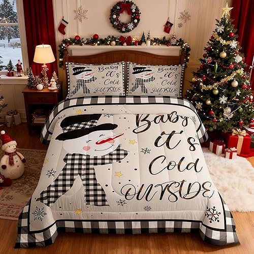Miniatura 52 de Juego de edredón de Navidad para niños tamaño queen, ropa de cama festiva de dulces navideños, decoración de dormitorio/cabaña de Navidad para Multi