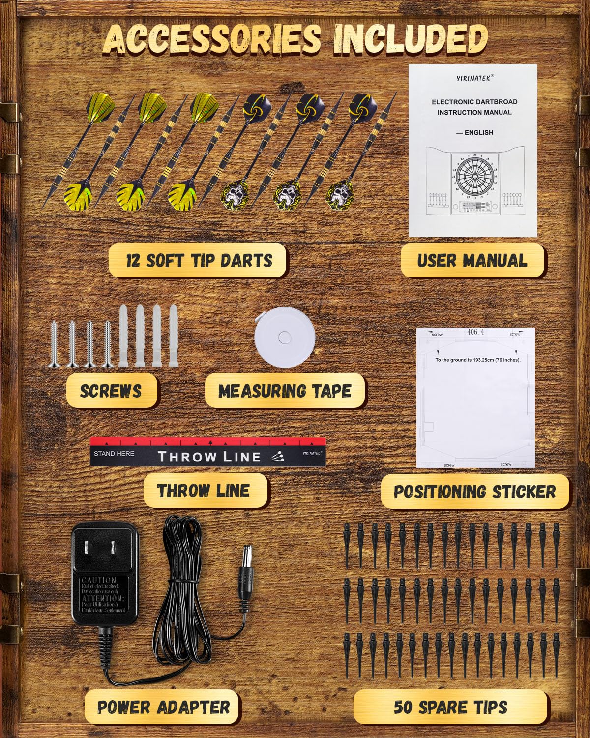 Jeu de Flechette Electronique, Coffret Décoratif pour Cible Flechette Electronique [12*Bronze Fléchettes] [Mode de Jeu Cricket], Jeux de Flechettes Adulte Électronique