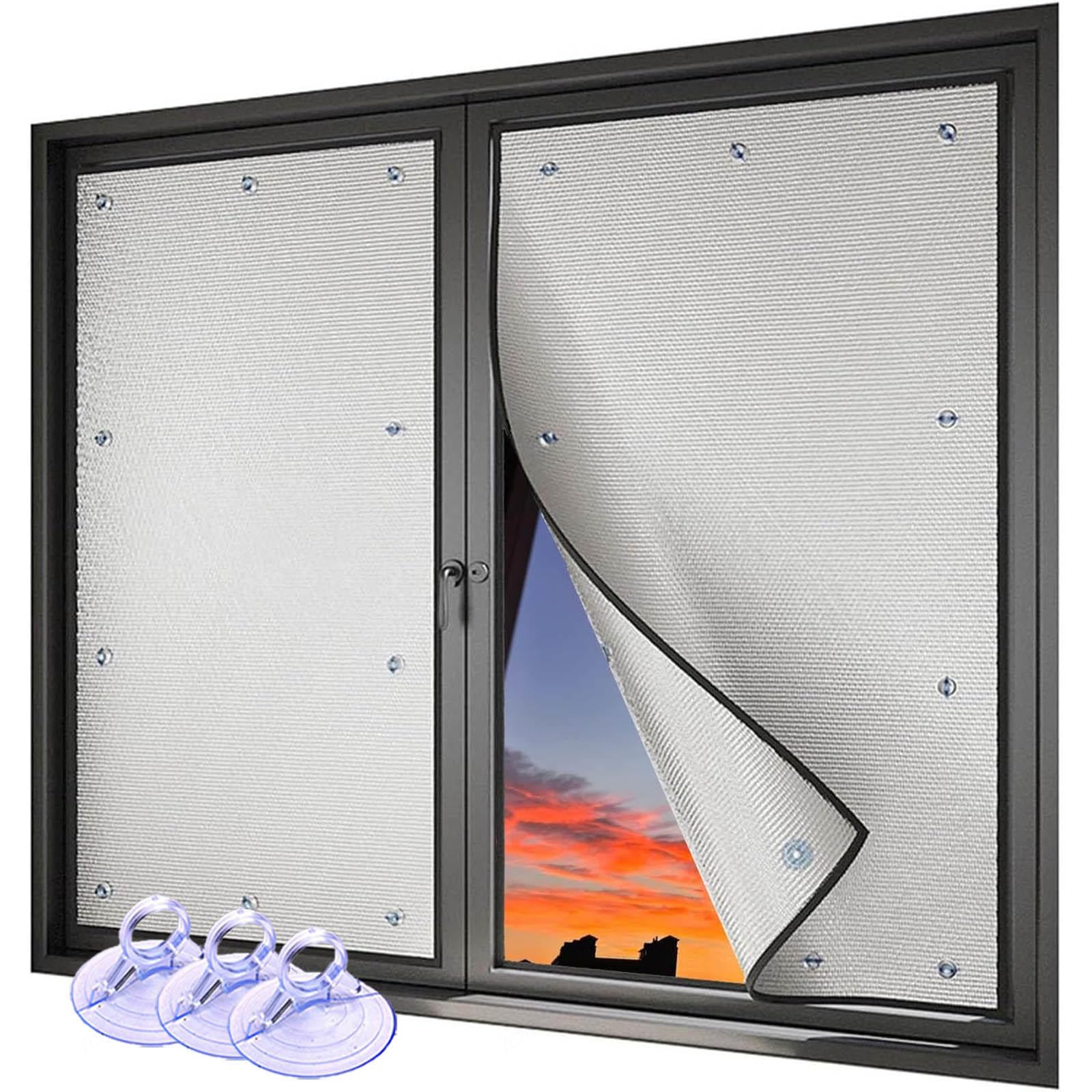 Heat Reflective Sun Blocking Window Film, 8mm Double Aluminium Foil Thermal Insulation Film, Privacy Anti-uv Window Tint, Total Blackout Window Film, With Suction Cups,W×H-130x200cm/51 * 79in