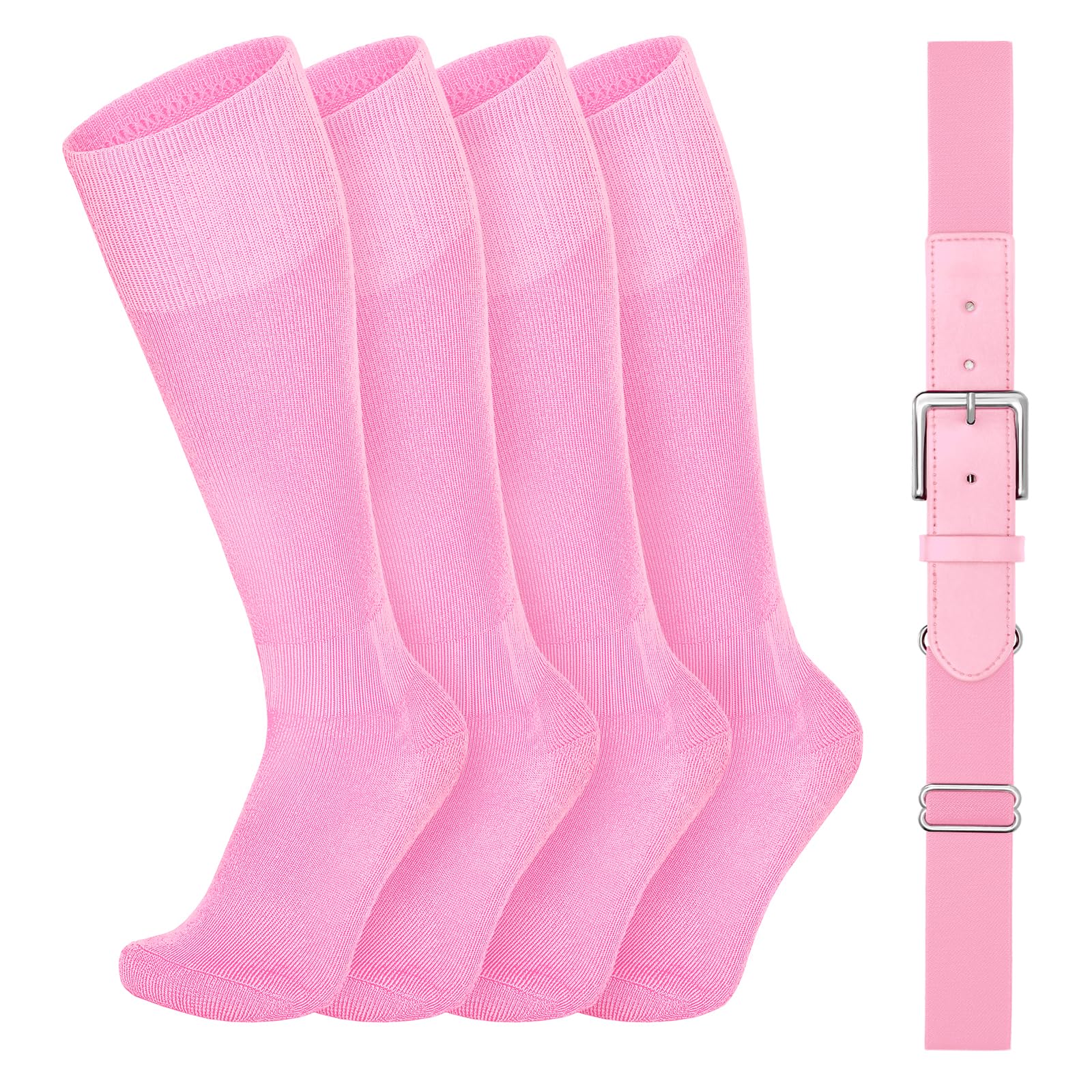 VONMELLI Youth Baseball Belt and Socks Combo, Elastic Softball Belts and Socks for Boys and Adult (2 Pairs of Socks &amp; 1 Belt)